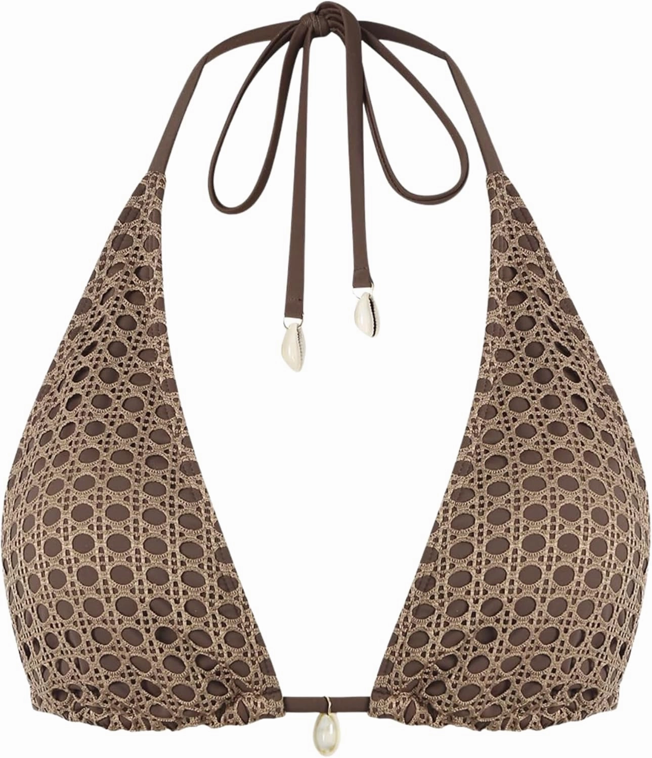 ZAFUL Women's Triangle Bikini Top Multiway Fishnet Tie Back Bandeau Halter String Bikini Swimsuit Bathing Suit