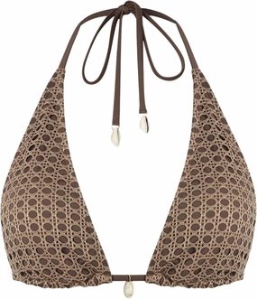ZAFUL Women's Triangle Bikini Top Multiway Fishnet Tie Back Bandeau Halter String Bikini Swimsuit Bathing Suit