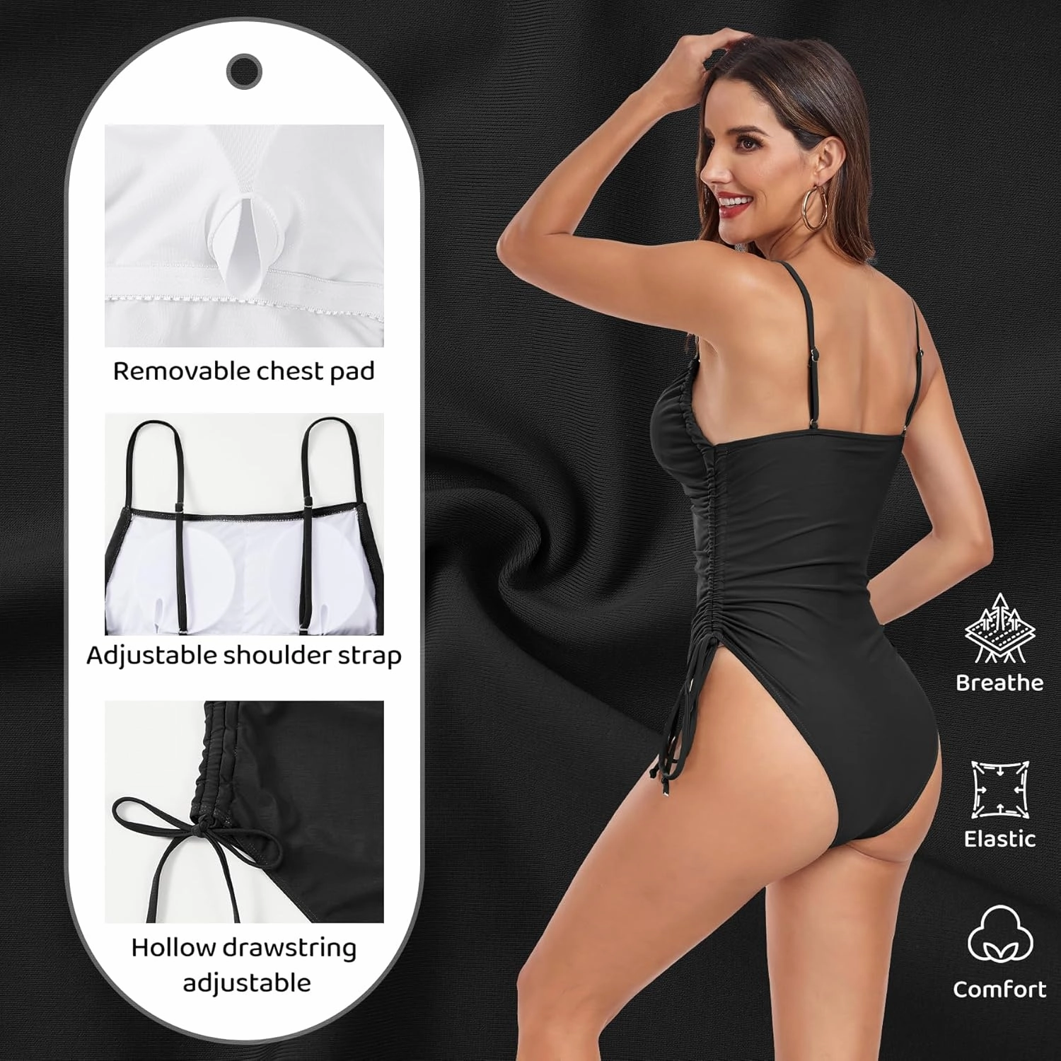 Zando One Piece Swimsuit Women Tummy Control Bathing Suits Cheeky High Cut One Piece Swimsuits Swimwear Tie Side