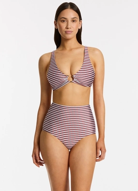 Zarla Geo Triangle Bikini Top - Ruby