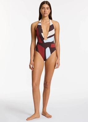 Zarla Plunge One Piece - Ruby