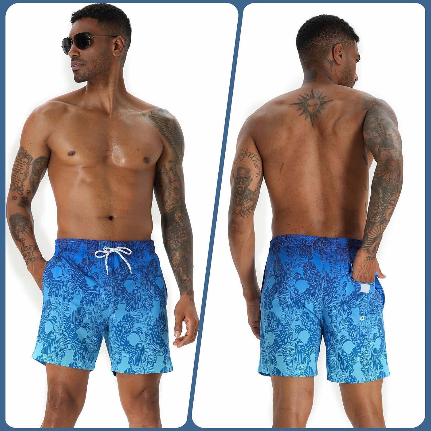zeetoo Mens Swim Trunks with Compression Liner 5.5" Inseam Shorts Bathing Suit Quick Dry Swimsuit