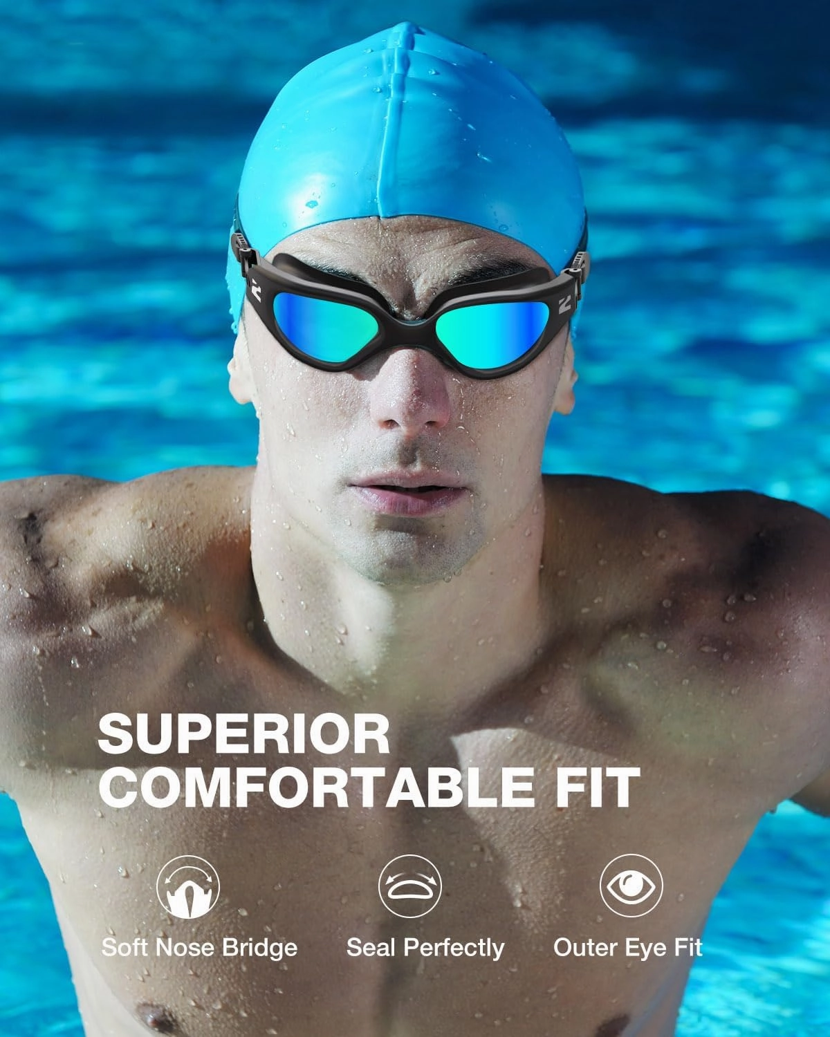 ZIONOR G1 Lite Polarized Swimming Goggles with 3 Pairs Earplugs, Anti-Fog UV Protection Swim Goggle for Adult Men Women Youth
