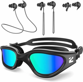 ZIONOR G1 Lite Polarized Swimming Goggles with 3 Pairs Earplugs, Anti-Fog UV Protection Swim Goggle for Adult Men Women Youth