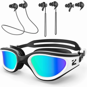 ZIONOR G1 Lite Polarized Swimming Goggles with 3 Pairs Earplugs, Anti-Fog UV Protection Swim Goggle for Adult Men Women Youth